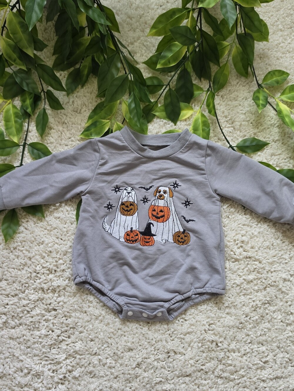 Baby Boy Ghost Puppy Bubble Onesie (0-3 Months)